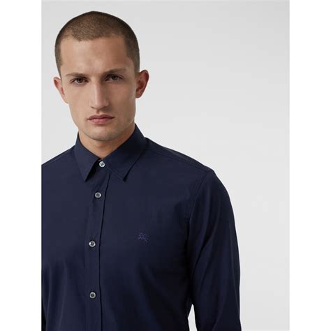 burberry check cuff stretch cotton shirt|check cotton poplin shirt.